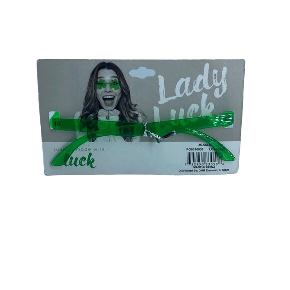 Lady Luck Green Tinted Shamrock 4 Leaf Clover Sunglasses NEW St. Patrick's Day - Picture 2 of 3